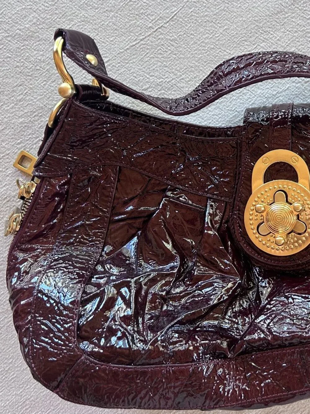 Steven by Steve Madden | Dark Burgundy Hobo Bag with Gold Details